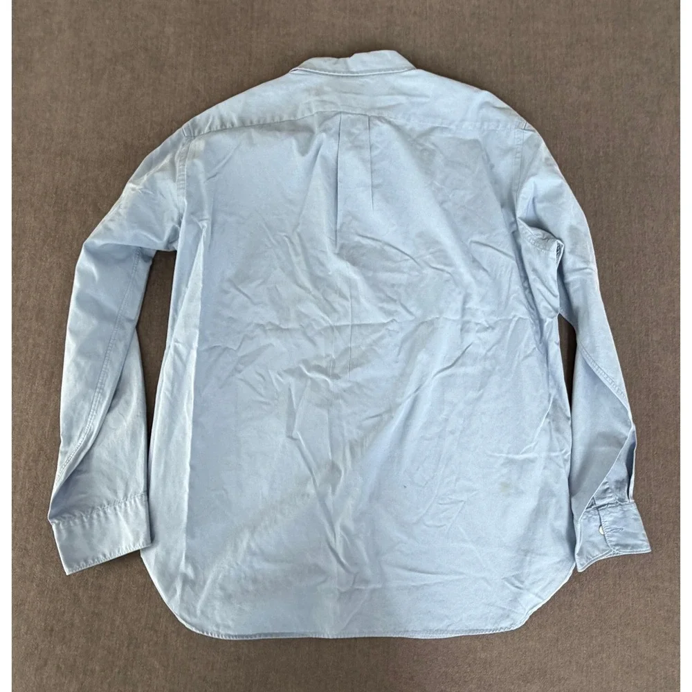 J Crew 80s 2 Ply Cotton Button Down‎ Shirt Mens L Light Blue Preppy Minimalilst